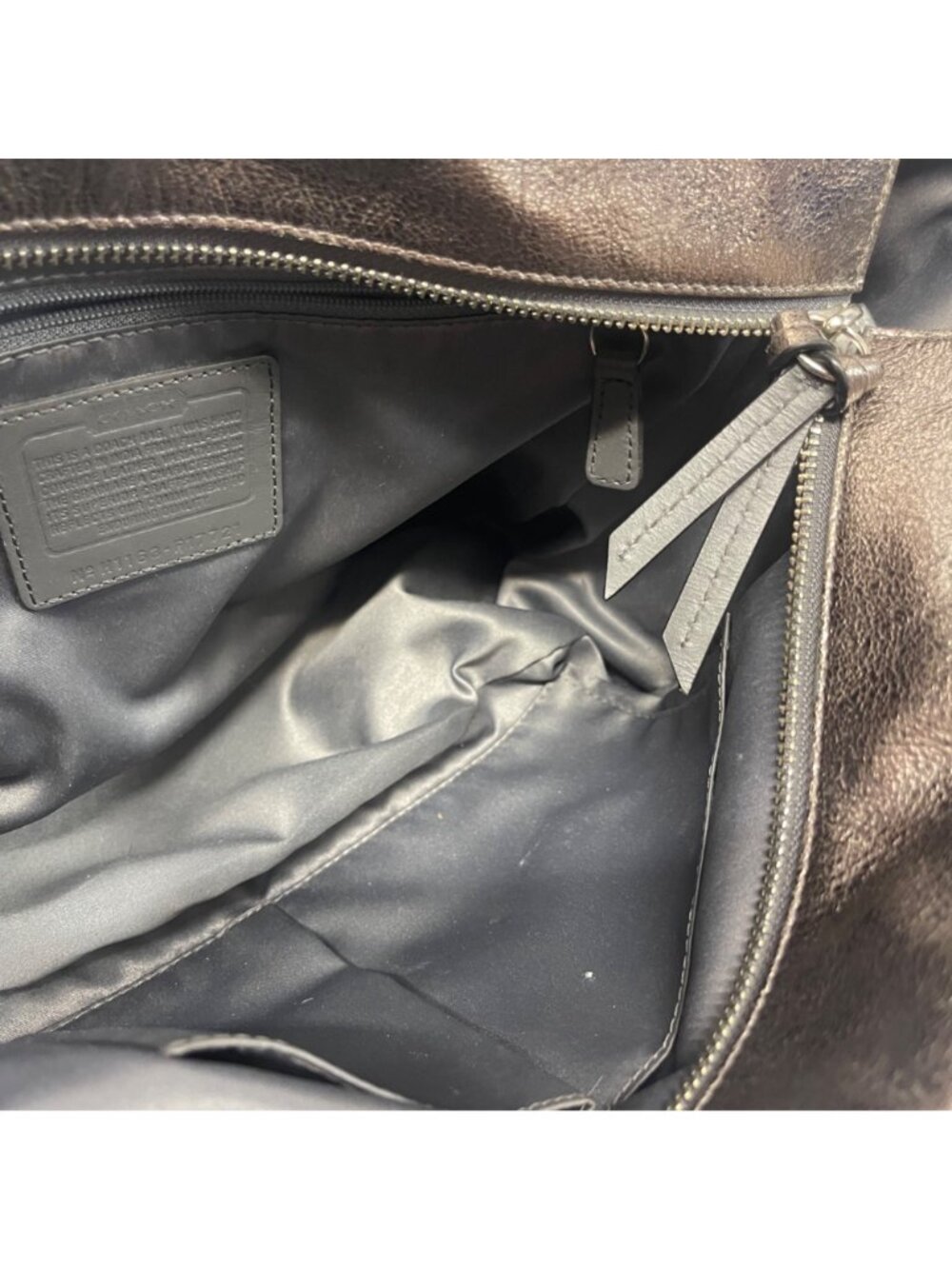 Coach Gallery F17721 Metallic Pewter Leather East West Tote Shoulder Bag Purse - Picture 10 of 16